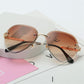 Rimless Sunglasses Women Fashion Designer Sun Glasses Metal Farme Gradient Shades Cutting Lens Famal