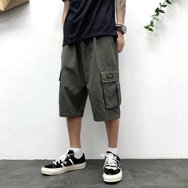 Men's Summer Cool and Breathable Thin Cropped Pants Casual Pants All-match Loose Straight Outer Wear Overalls Shorts