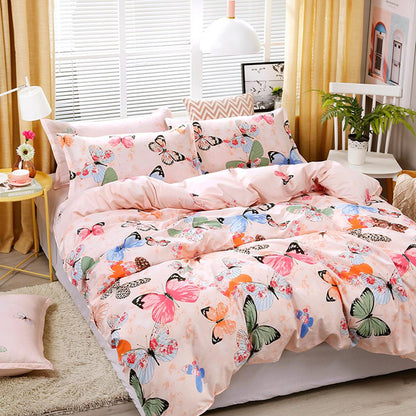 3 Pcs/set Duvet Cover Set Kids Cover Quilt Cover Flat Sheet Butterfly Printing Cotton Bedding Set