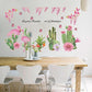 Cactus green plant animal flower wall stickers Nordic bedroom background decorative wallpaper PVC