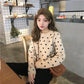 Autumn and Winter Knitted Jacket Long-sleeved Loose All-match Jacket Short Spotted Women's Bottoming Shirt