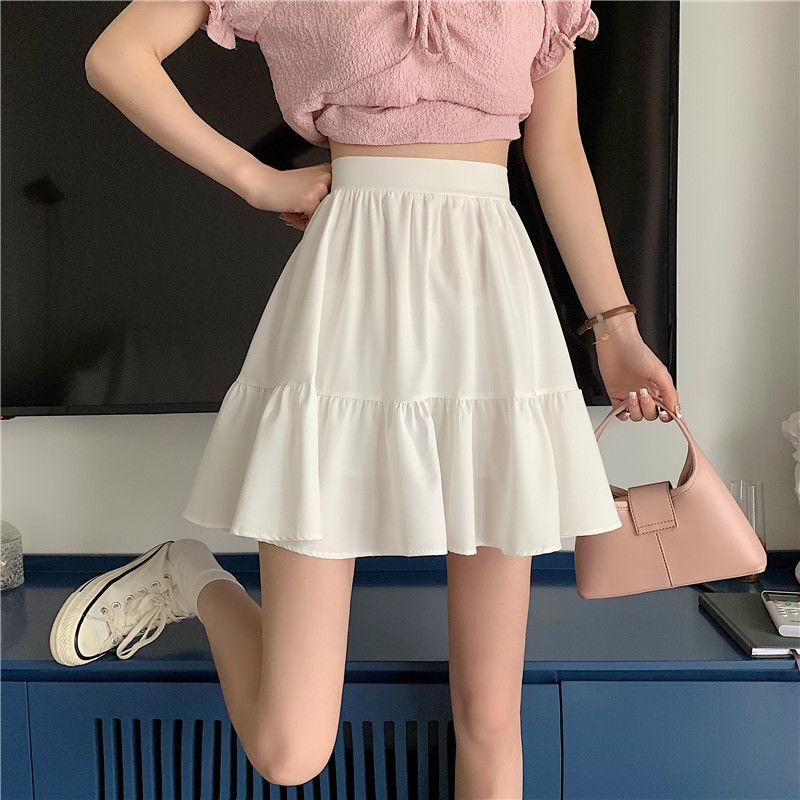 Black Skirt Women's Summer High Waist Umbrella Skirt White Skirt A-line Short Skirt