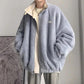 Double-sided Pu Lint Padded Jacket Men's Padded Jacket Plus Velvet Thick Lamb Wool Jacket Autumn and Winter Style Padded Jacket