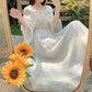 Female Vintage Super Fairy Sweet Chiffon Dress Slim Elegant Lace Quarter Sleeve Holiday Dress