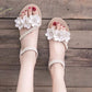 35-43 Large Size Fairy Shoes Flat-bottomed Gentle Flower Sandals Fashion Set Toe Slip-toe Beach Shoes