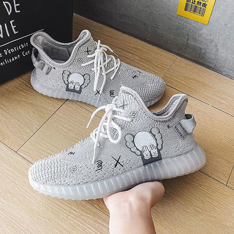 Korean Couple Breathable Running Shoes Summer Fly Woven Breathable Casual Sneakers Trend Canvas Coconut Shoes