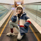 Girls Quilted Jacket Korean Girl Children's Clothing Plus Velvet Thick Windproof Warmth Hooded Winter Clothing