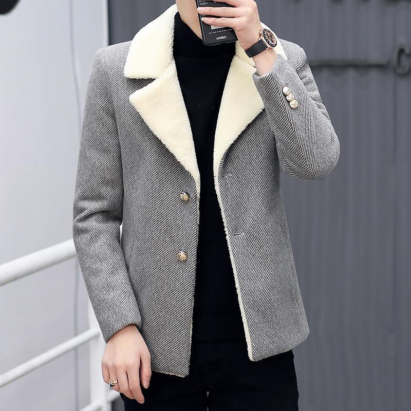 Fleece Jacket Male Korean Version Trend Lapel Men's Winter Clothes Youth Handsome Casual Jacket Men's Top