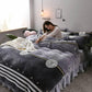 4pcs Home Textiles Quilt Cover Winter Lace Bedding Set Soft Warm Queen/king Duvet Cover