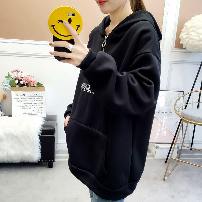 Hood Top Autumn Winter Sweatshirt Cotton Women's Sweatshirt Wild Large Size Long Sleeve Warm