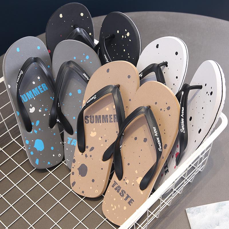 Summer Men Slippers Flat Flip Flops Beach Shoes Indoor & Outdoor Bathroom Cartoon Pattern EVA Shoes Slip on Slippers Male Shoes