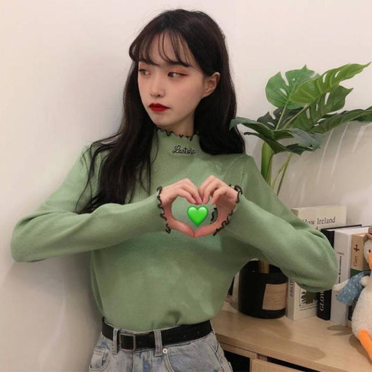 Pofulove Little Man Wild Fungus Bottoming Sweater Sweater  Fashion Outerwear Western-style