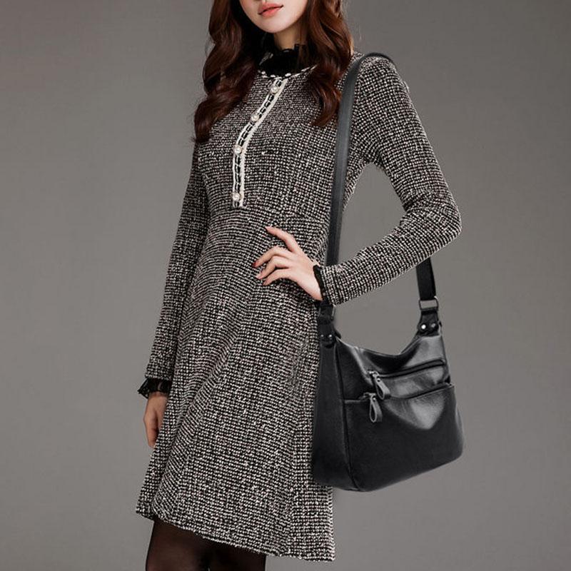 Women Handbag Crossbody Bags Soft Surface Genuine Leather Cowhide High Capacity 3 Colors High Capacity Multi-layer Zipper Closure