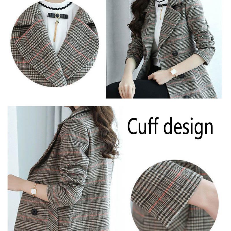 Spring and Autumn Temperament Mid-length Coat Popular Casual Loose Plaid Windbreaker Jacket Women