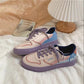 Color-blocking Canvas Shoes Women's Flat-heel Lace-up Student Low-top Purple Fashion Women's Shoes White Shoes