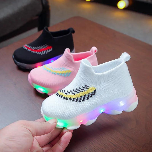 Boys Shoes Spring and Autumn LED Lights Socks Shoes Girls Shoes Sneakers Lights Sports Shoes Luminous Shoes
