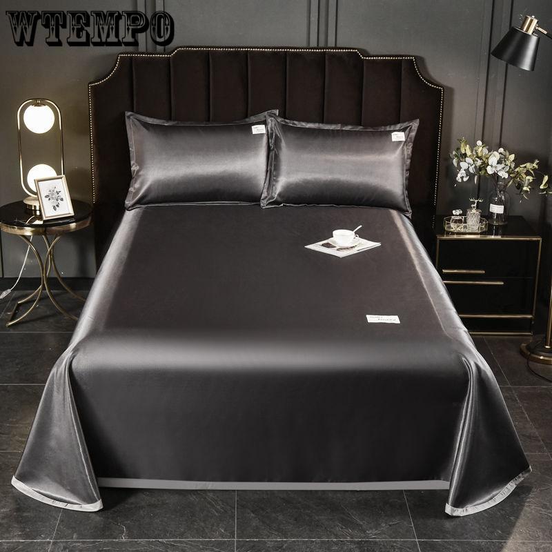 1.5m/1.8m/2m Light Luxury Ice Silk Mat Three-piece Soft Machine Washable Ice Silk Mattress Pillowcase Three-piece Set