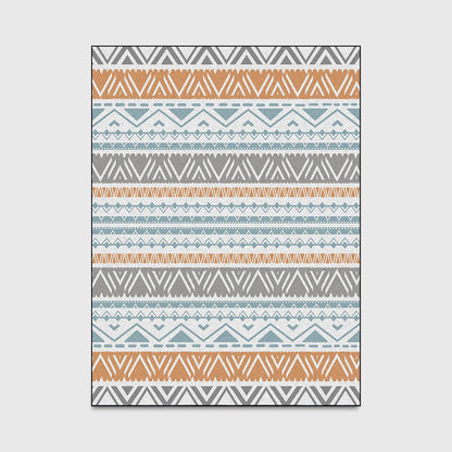Fashion Mediterranean Geometric Carpet Ethnic Style Striped Bedroom Carpet Living Room Door Mat Bedside Carpet Floor Mat