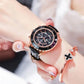 Women's Luxury Crystal Green Rhinestone Niche Watches Korean Style Quartz Watches Office Cut Crystal Diamond Wrist Watches