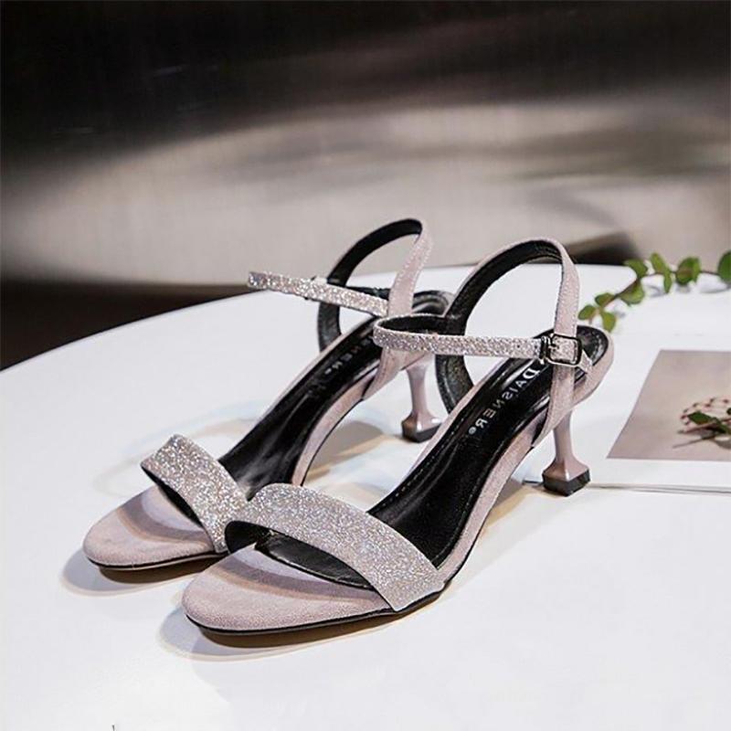 Korean Women's Sandals High Heel Stiletto Ladies Sandals Fashion All-match Buckle with Cat Heel Women's Shoes