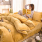 4pcs  Home Textile  Solid Color Bedding Set Bed Linings Duvet Cover Bed Sheet Pillowcases Cover Set