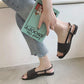 Flat Sandals Women's Summer Korean Fashion Straw Braided Buckle Open Toe Sandals All-match Student Sandals