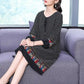 WTEMPO Plus Size Ladies Dress Summer Round Neck Knee-length Chiffon Polka Dot Tassel Printing L-XXL