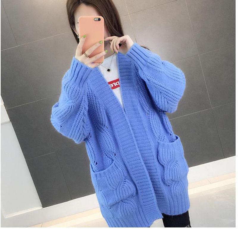 Mid-length Autumn and Winter Coat Casual Loose Knit Cardigan Loose Long-sleeved Sweater