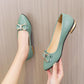 Single Leather Shoes Women's Casual Pointed Toe Spring and Autumn Shallow Mouth Low-heeled Thick-heeled Soft Leather Flat Women's Shoes