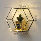 Hexagon Art Storage Shelf Living Room Metal Display Platform Wall Mounted Decorative Rack with Light Strip