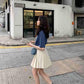 Women High Waist Thin Pleated Skirt College Style Anti-lightening Solid Color Mini A-line Skirt