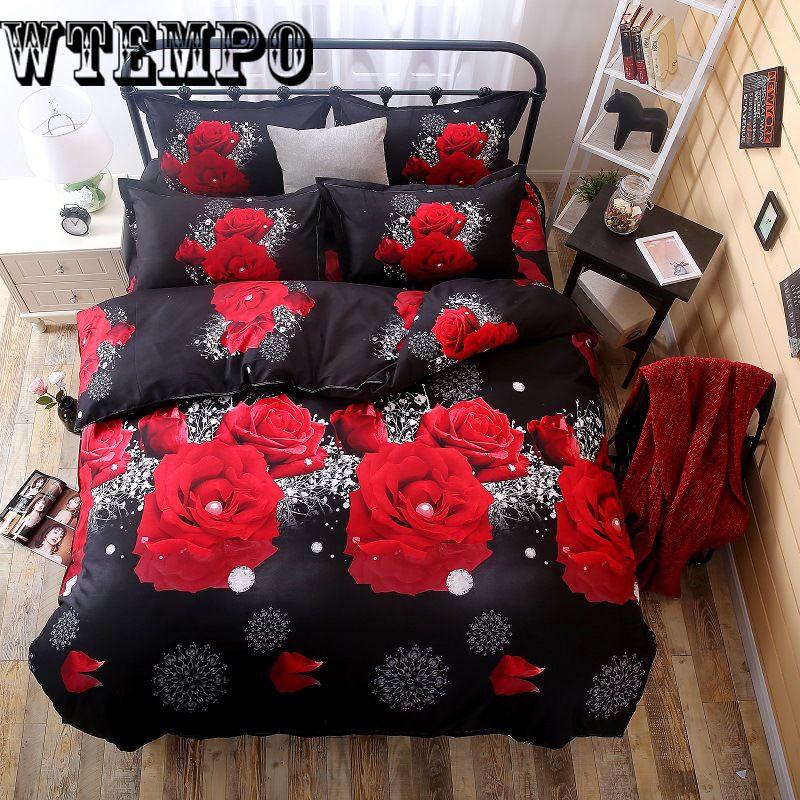 Four-piece 3D Printed Quilt Cover Simple Bedroom Bedding Soft Household Items Set