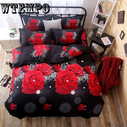 Four-piece 3D Printed Quilt Cover Simple Bedroom Bedding Soft Household Items Set