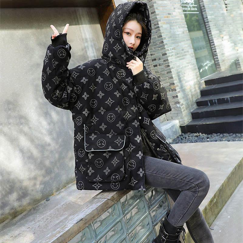WTEMPO Winter Down Jacket Women Mid-length Hair Luminous Loose Fashion White Duck Down Jacket