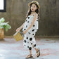 Girls' Summer Suits Big Children Western Style Korean Children's Summer Net Red Fashionable Chiffon Two-piece Suit