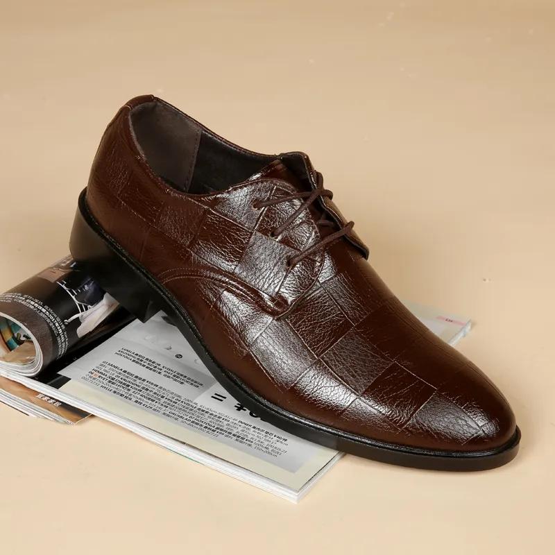 Men's Leather Shoes British Style Pointed Business Formal Leather Shoes Youth Students Comfortable Breathable Leather Shoes Wedding Groom Shoes