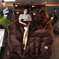 Home Textile Solid Color Bedding Sets Duvet Cover Pillowcase Flat Sheet Bed Linen Queen