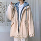 Fake Two-piece Velvet Thick Jacket Youth Hooded Zipper Cardigan Unisex Autumn and Winter Windbreaker Loose Casual Thick Coat