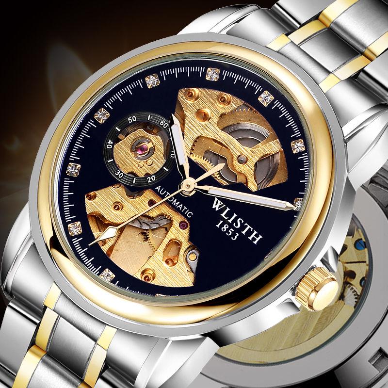Luxury Luminous Mechanical Watches Automatic Clock Men Calendar Week Skeleton Watches