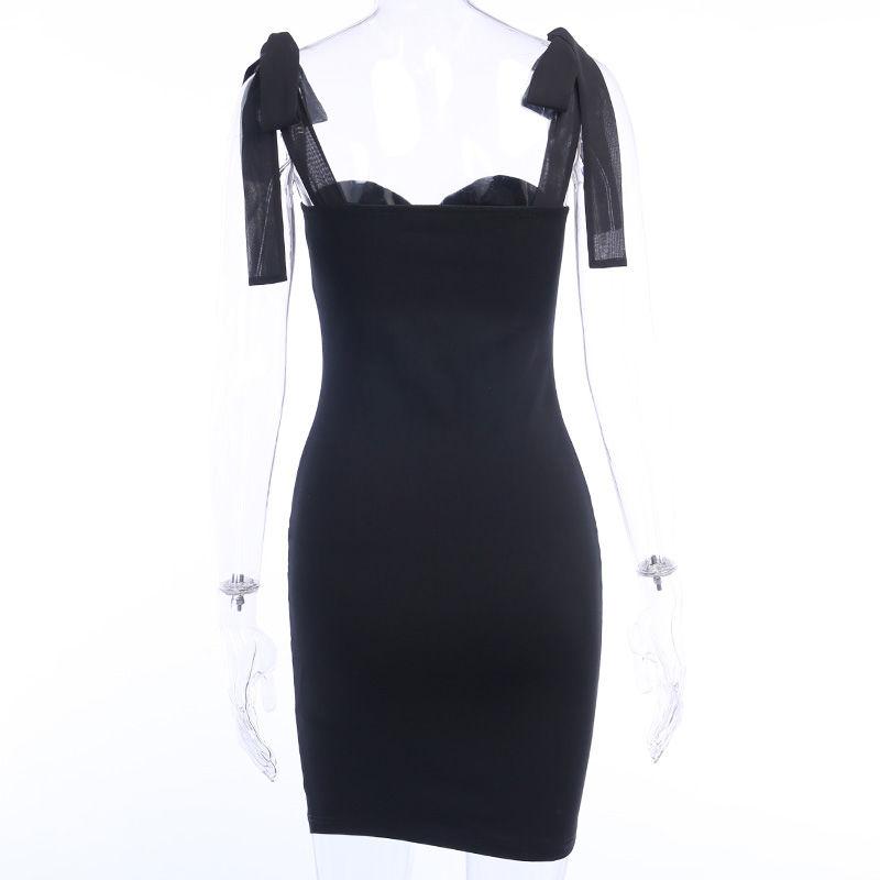European American Style Sexy Sling Dress Female Summer Slim Pure Color Folds Hip Skirt Was Thin Short Skirt