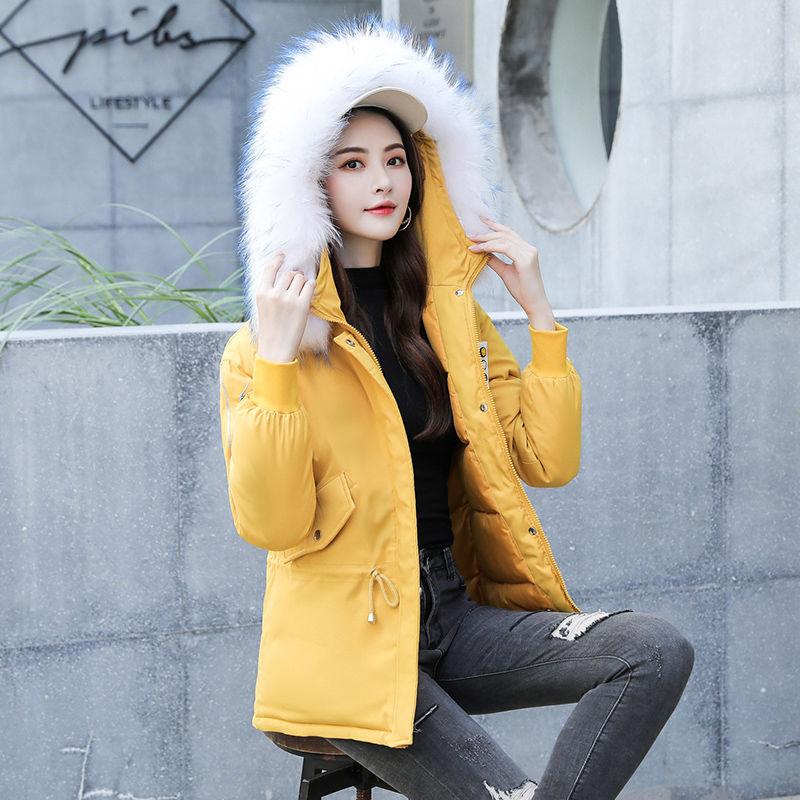Fur Collar Female Parker Clothing Winter Short Female Cotton-padded Jacket Korean Style Fashion Thickening Warmth Student All-match Padded Jacket