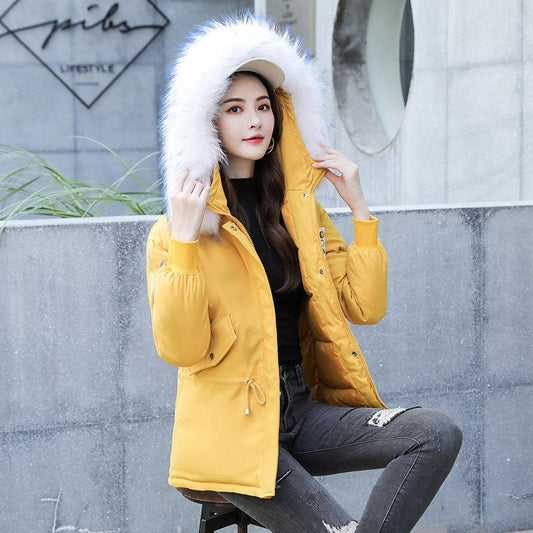 Fur Collar Female Parker Clothing Winter Short Female Cotton-padded Jacket Korean Style Fashion Thickening Warmth Student All-match Padded Jacket