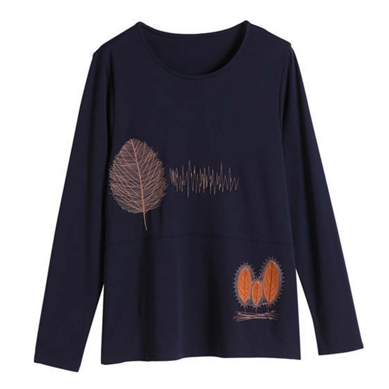 Women's Long-sleeved T-shirt Loose Round Neck Top Women Spring and Autumn Solid Color Bottoming Shirt