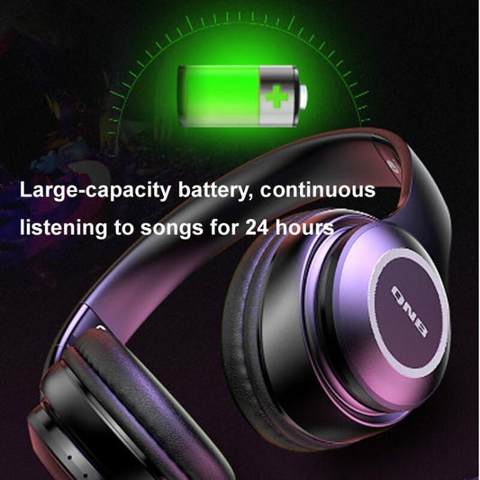 Head-mounted bluetooth headphone wireless/wired with microphone for calling foldable for music games