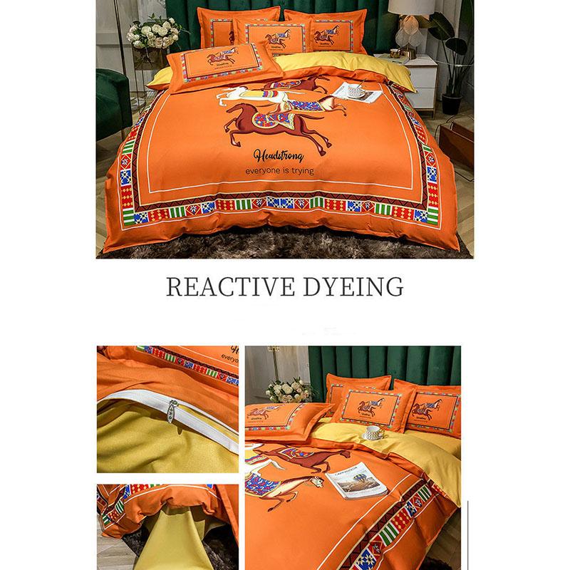 Naked Sleeping Sanded Four-piece Super Soft Korean Style Washed Cotton Bed Linen Quilt Cover Bedding