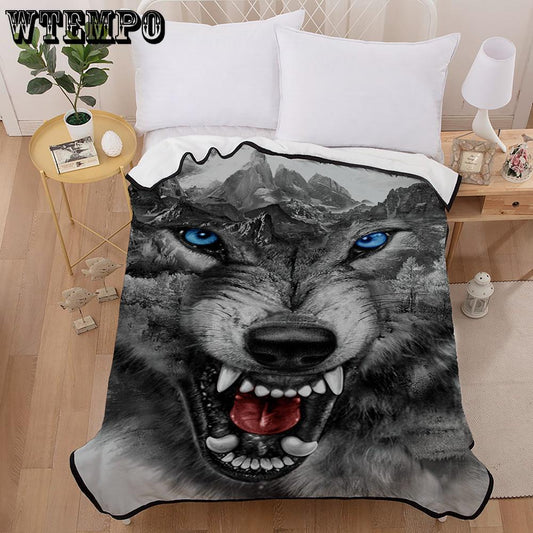 3D Wolf Printing Theme blanket Housewarming Gift Decoration summer blanket Plush blanket