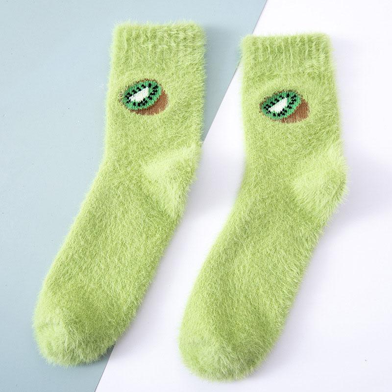 Female Mid-tube Autumn Winter Coral Fleece Thickened Warm Floor Socks Sleep Socks