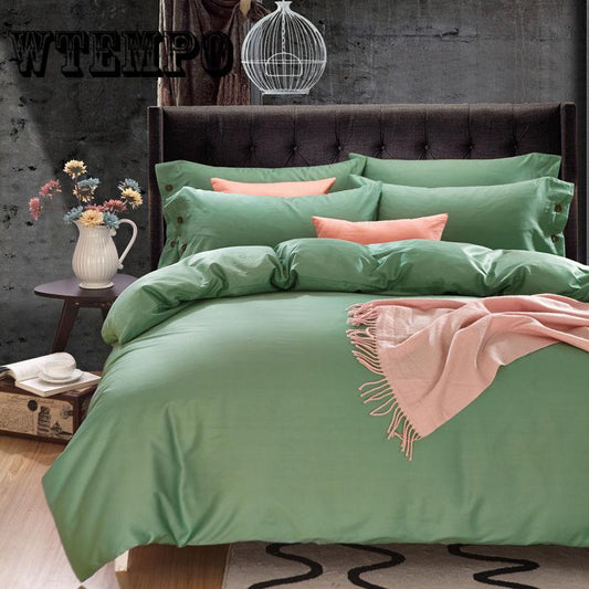4Pcs Solid Color Bedding Set Duvet Cover Cushion Sets Linen Bed Sheet Bed Sets Include