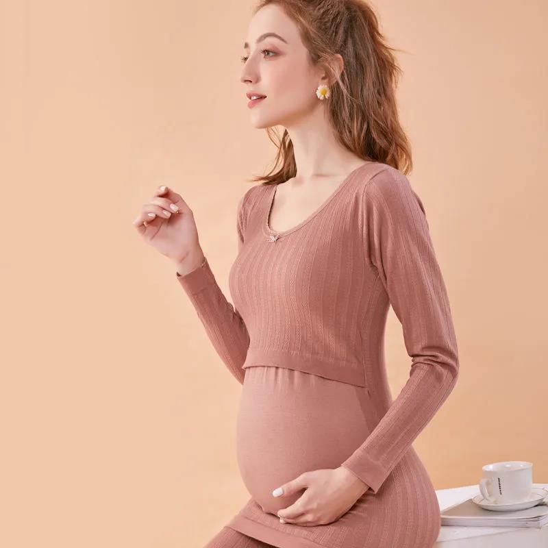 Maternity Suits, Confinement Clothes, Autumn and Winter Postpartum Nursing Clothes, Cotton Pajamas, Bottoming Cotton Sweaters, Thermal Underwear