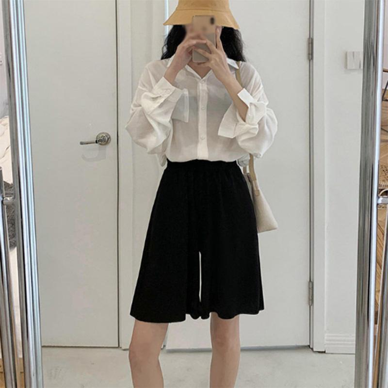 Ice Silk Wide-leg Large Size Sports Shorts Women's Summer Loose High-waisted Thin Trousers Thin Casual Five-point Pants